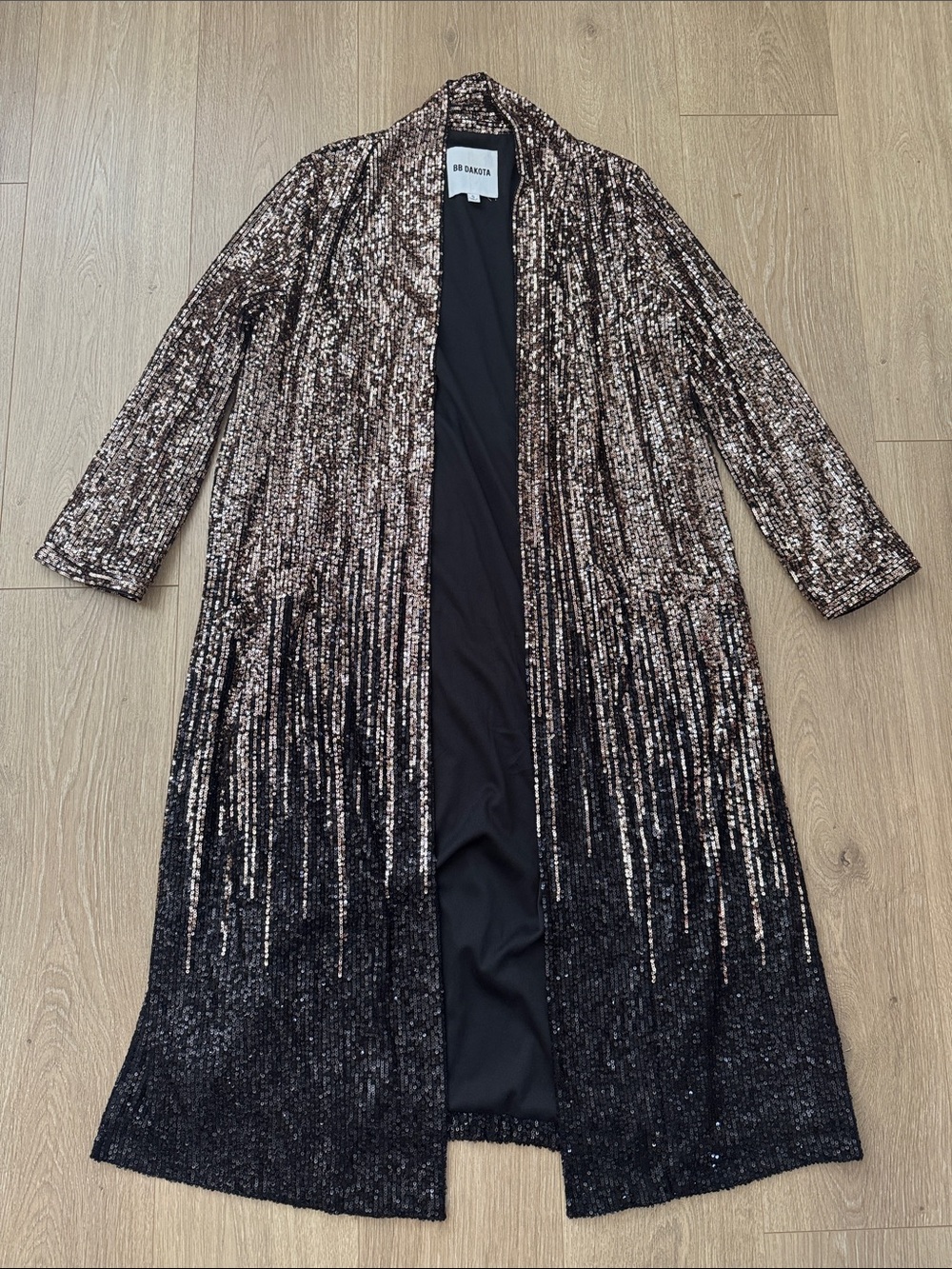 Anthropologie/BB Dakota Rose Gold and Black Sequin Duster